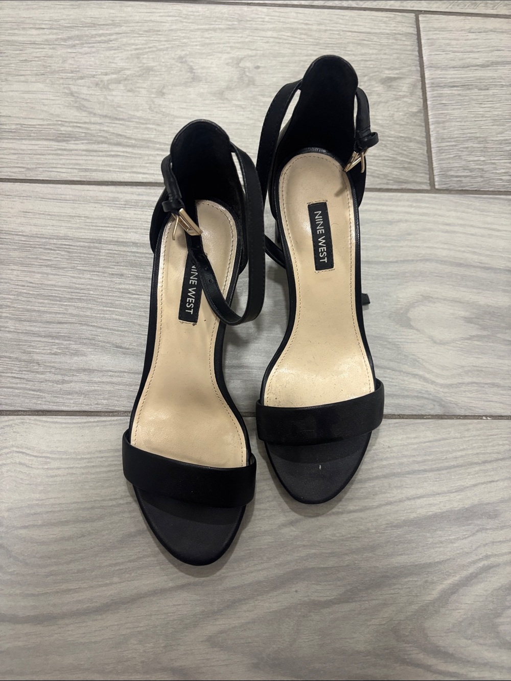 Nine West Black Open-Toe Ankle-Strap Heels
